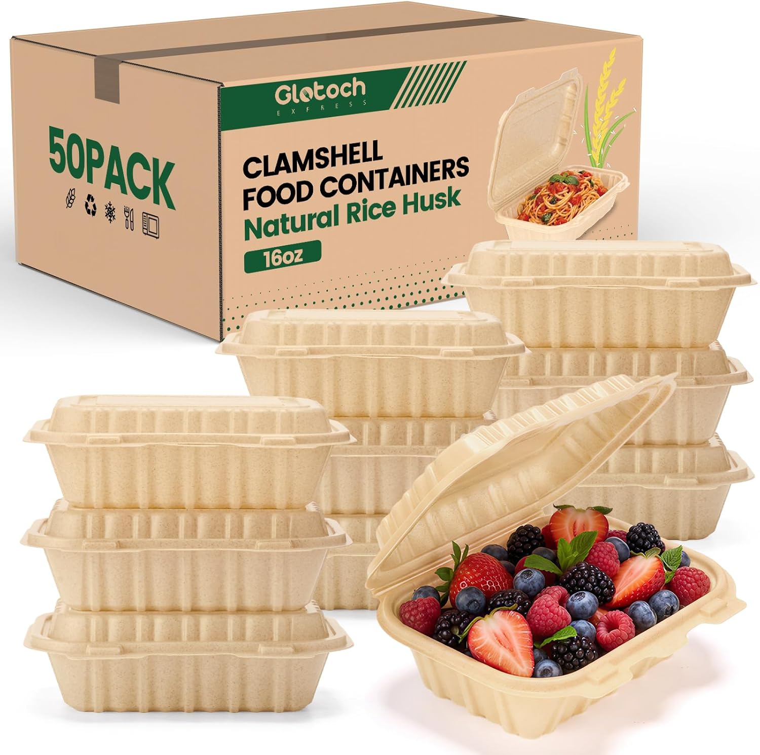 Meal Preparation - Confezione da 50 Contenitori Clamshell da