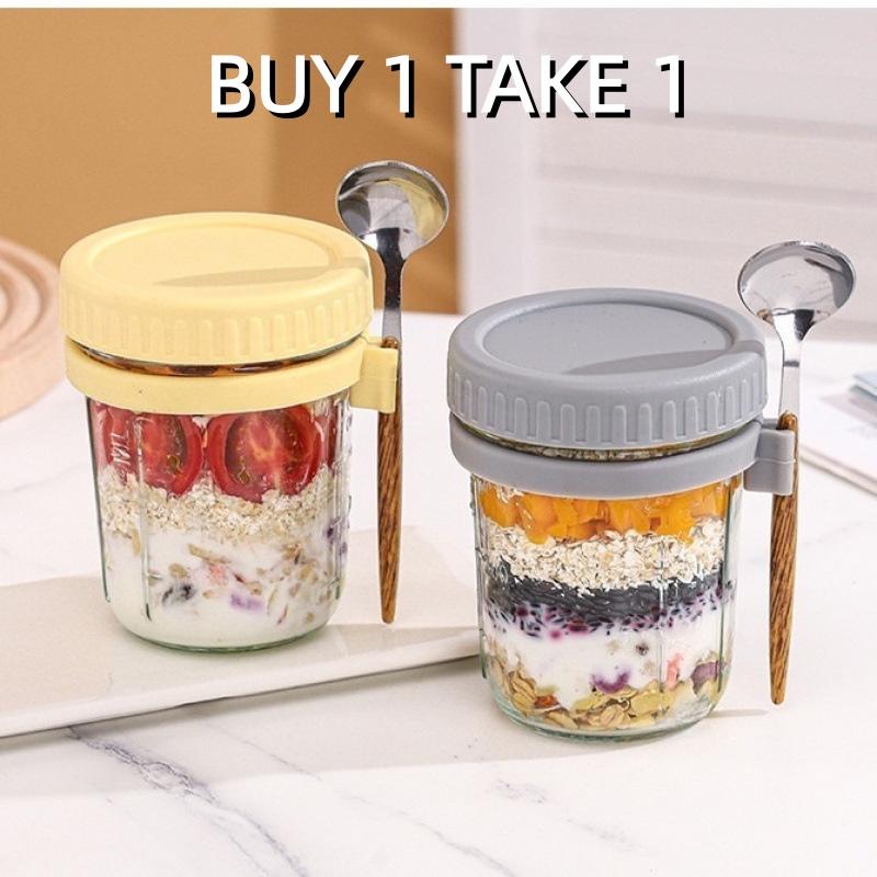 Overnight Oat Jar - 1/2PCS 350ml Vaso di vetro riutilizzabile