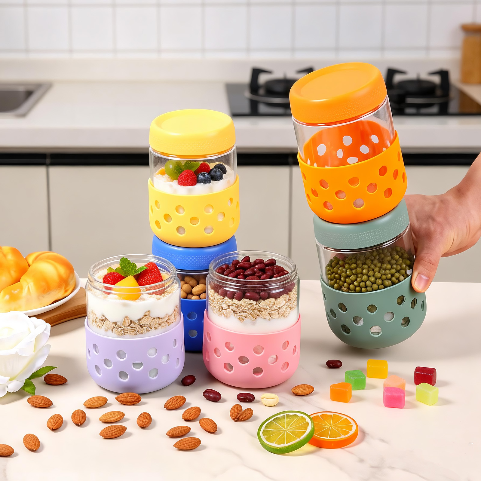 Overnight Oat Jar - Confezione da 2/4/6 contenitori da 500ml