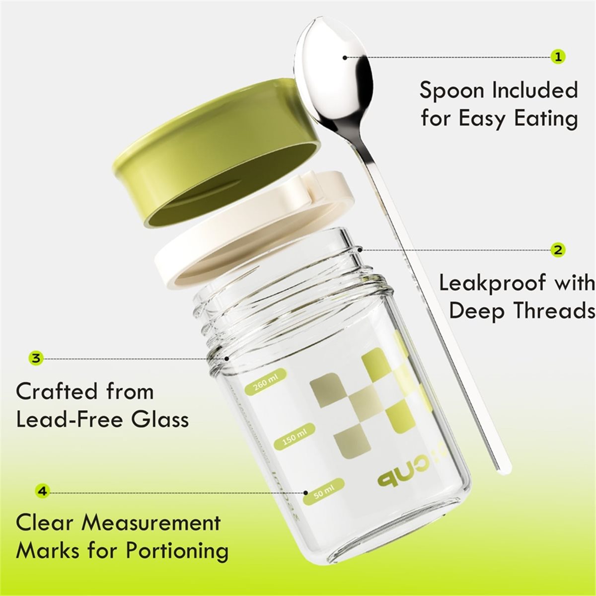 Overnight Oat Jar - A67T NUOVO Set di 4 Barattoli